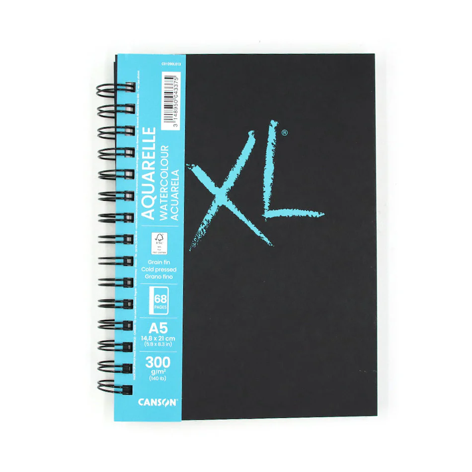 Canson XL Watercolour Cold Pressed Book Wirebound Portrait A5 34 Sheets