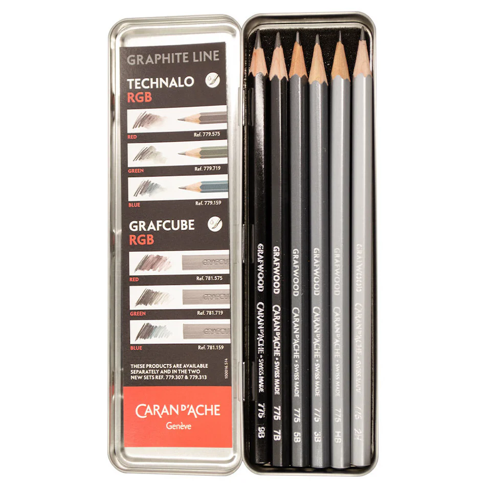 Caran d'Ache Graphite Line Grafwood Pencil Set of 6 Assorted - Image 3