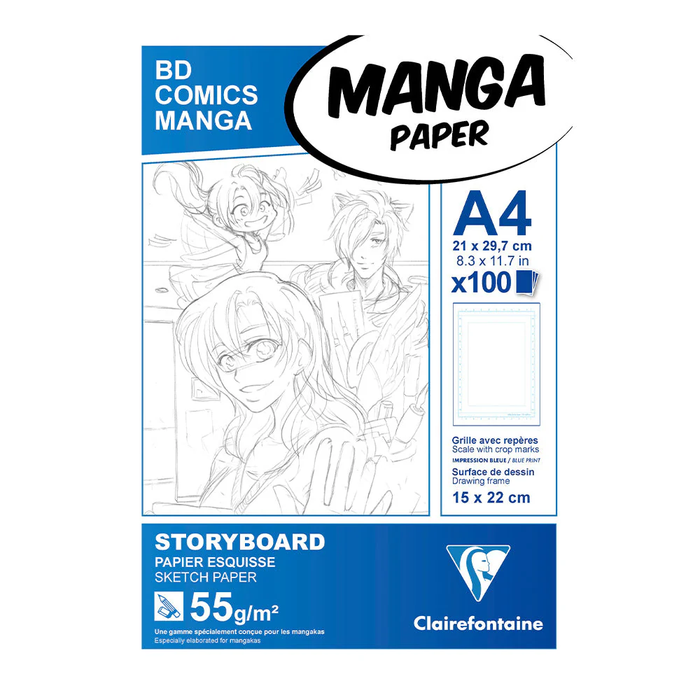 Clairefontaine BD Comics Manga Storyboard pad A4 100 Sheets Simple Frame