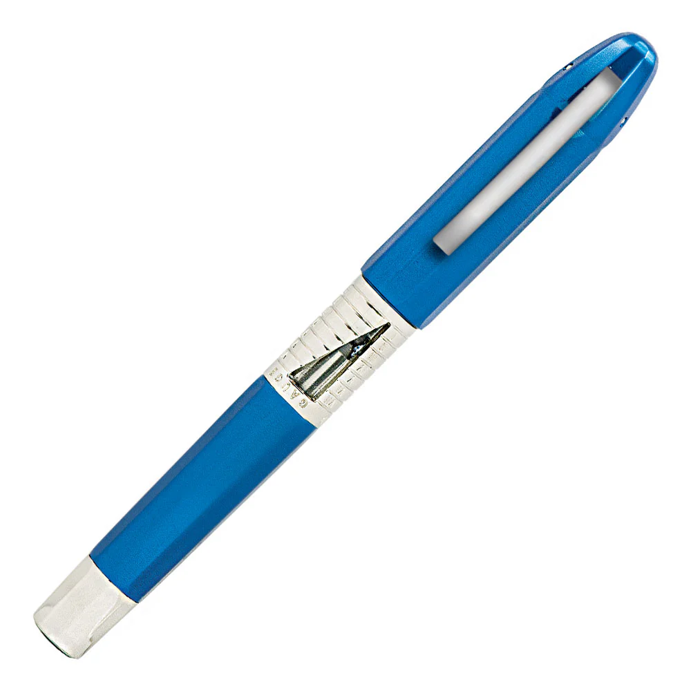 Conklin Nozac Classic Fountain Pen 125th Anniversary Edition Blue with Chrome Trim - Image 2