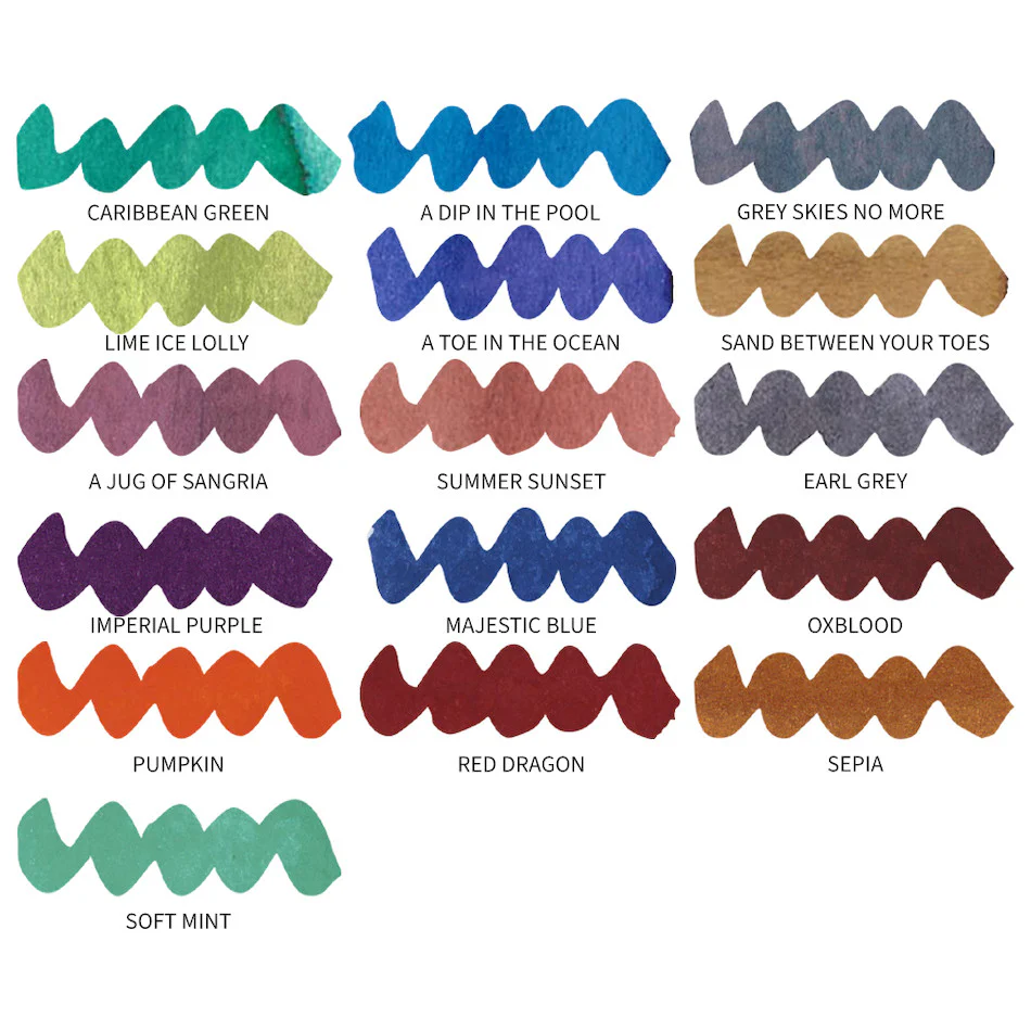 Cult Pens Exclusive Summer and Diamine Classic Inks 12ml Set of 16 - Image 2