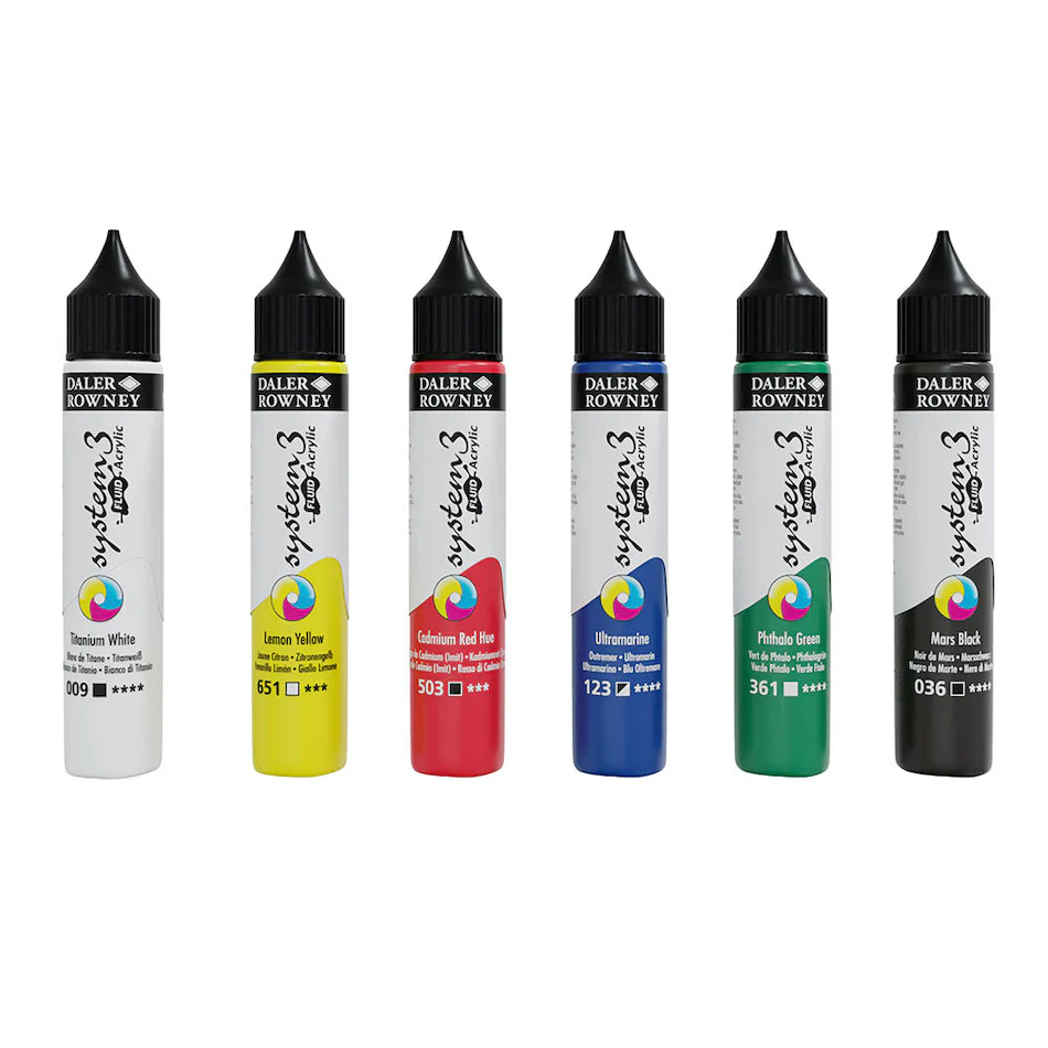 Daler-Rowney System3 Fluid Acrylic 29.5ml Set of 6