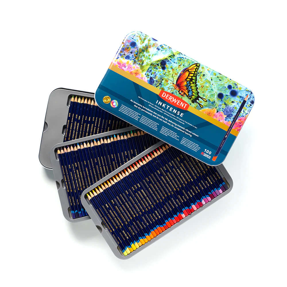 Derwent Inktense Coloured Pencils Tin of 100 - Image 3