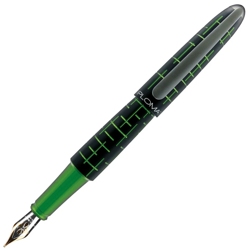 Diplomat Elox Matrix Fountain Pen Black and Green 14K Nib