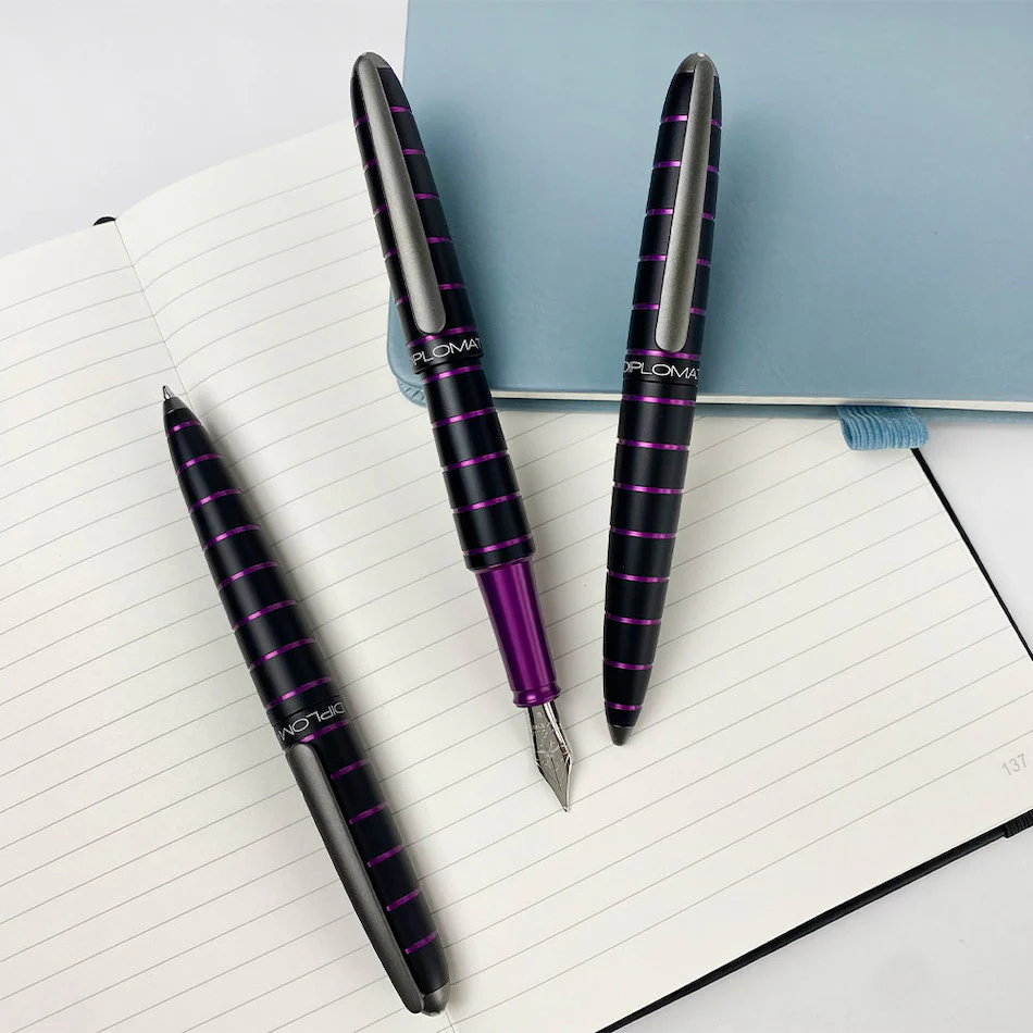 Diplomat Elox Rollerball Pen Ring Black/Purple - Image 3