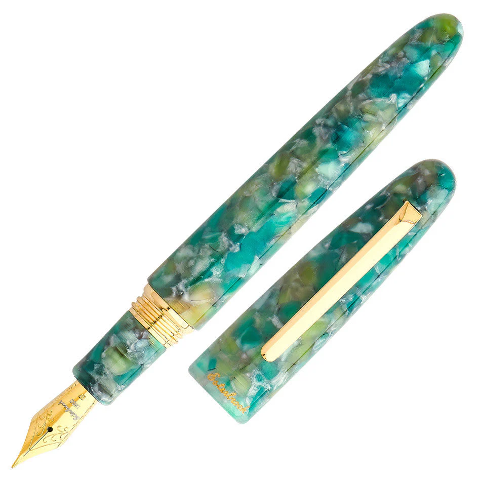 Esterbrook Estie Oversize Fountain Pen Sea Glass with Gold Trim Custom Scribe Nib