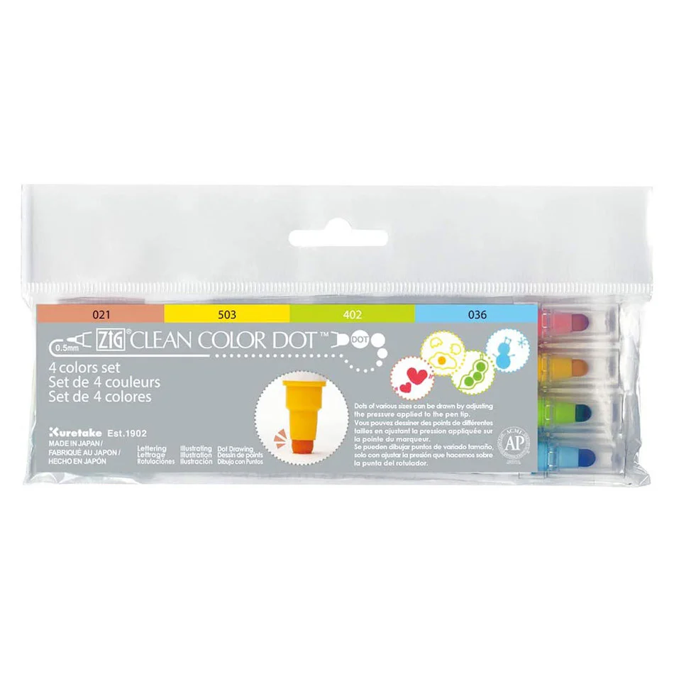 Kuretake Zig Clean Color Dot 4 Colour Set