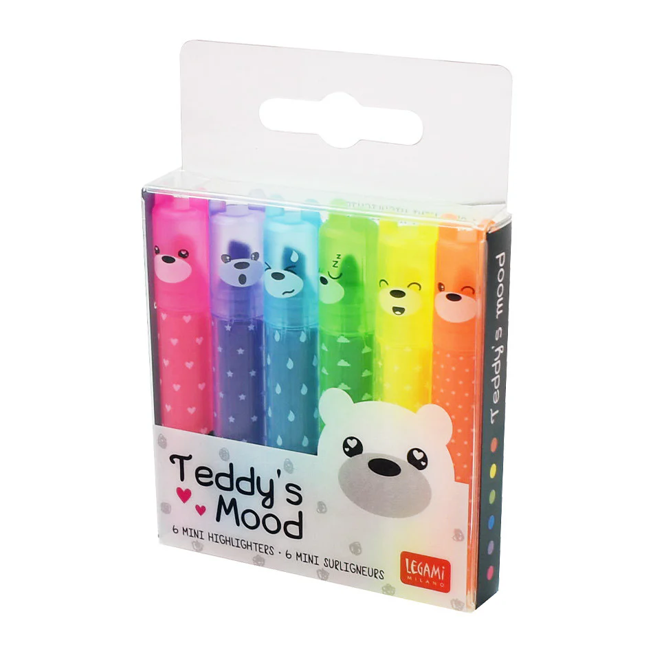 Legami Teddy Mini Highlighter Set of 6 - Image 2
