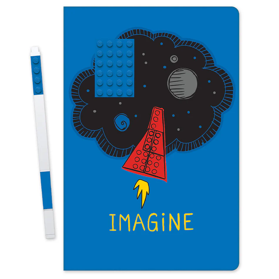 LEGO 2.0 Journal Imagine Brick 4x6 Blue with Blue Gel Pen - Image 2