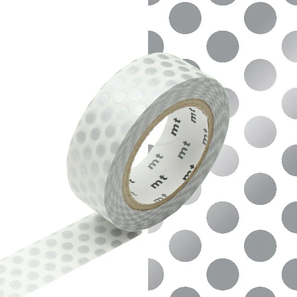 mt Washi Masking Tape - 15mm x 7m - Dot Silver