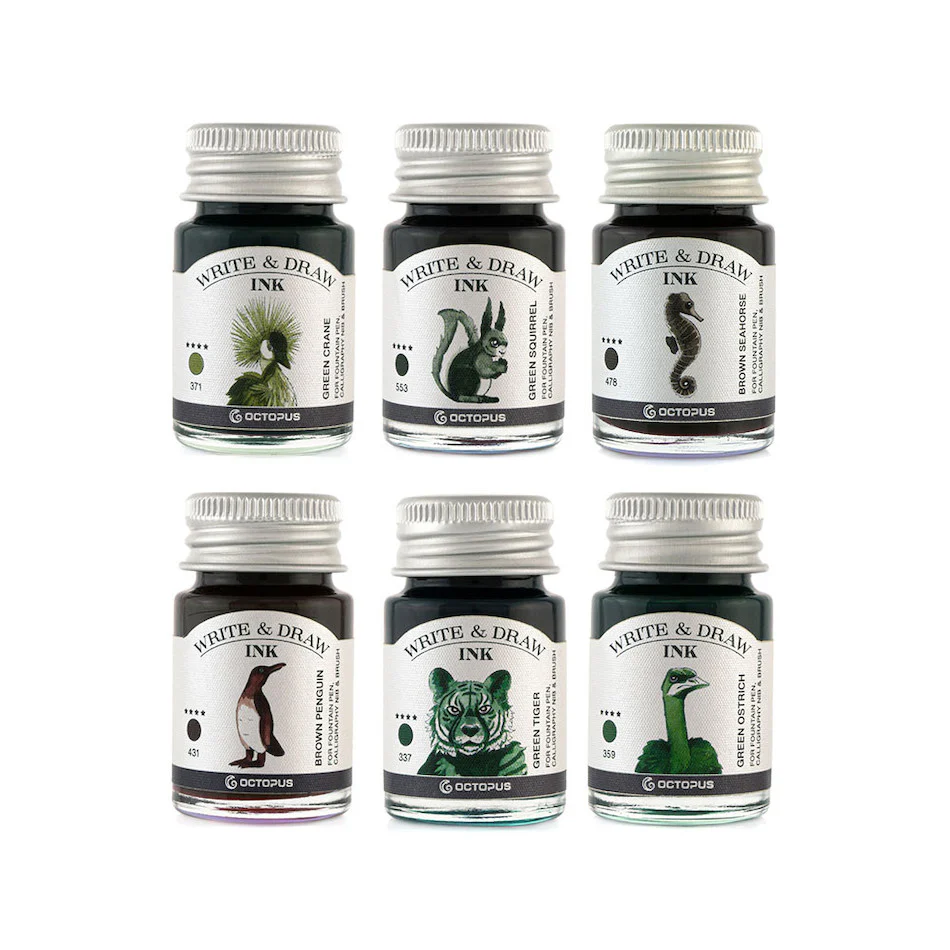 Octopus Write and Draw Ink Set of 6 Forest