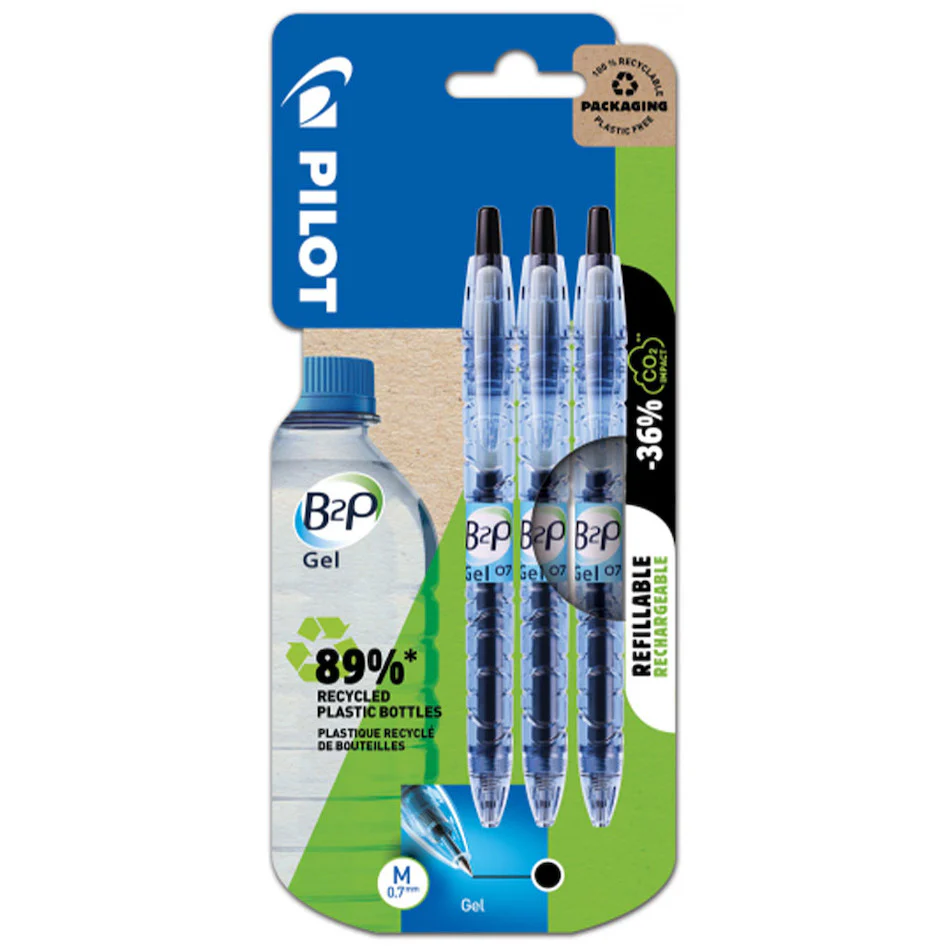 Pilot B2P Gel Rollerball Pen Set of 3 Black