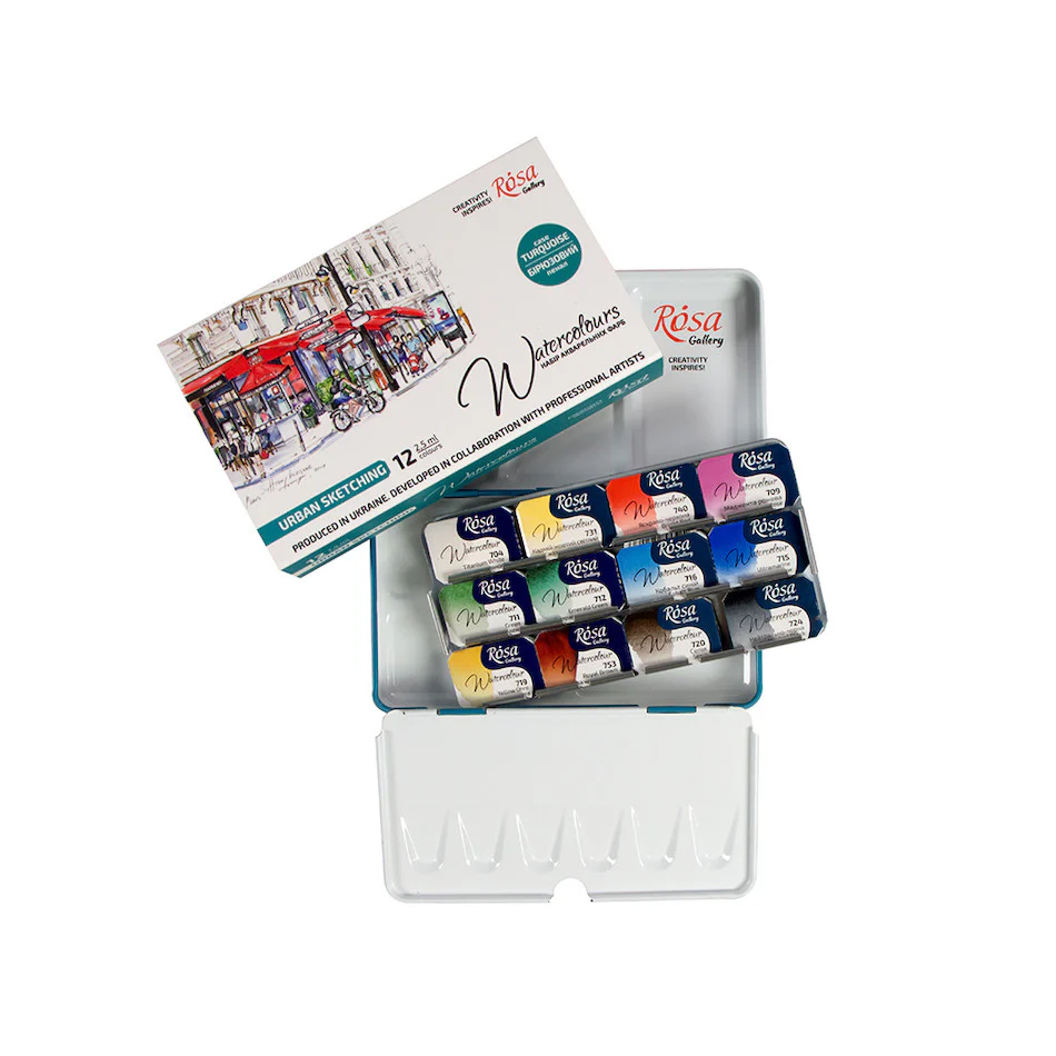 Rosa Watercolour Full Pan Urban Sketching Set of 12 - Image 2
