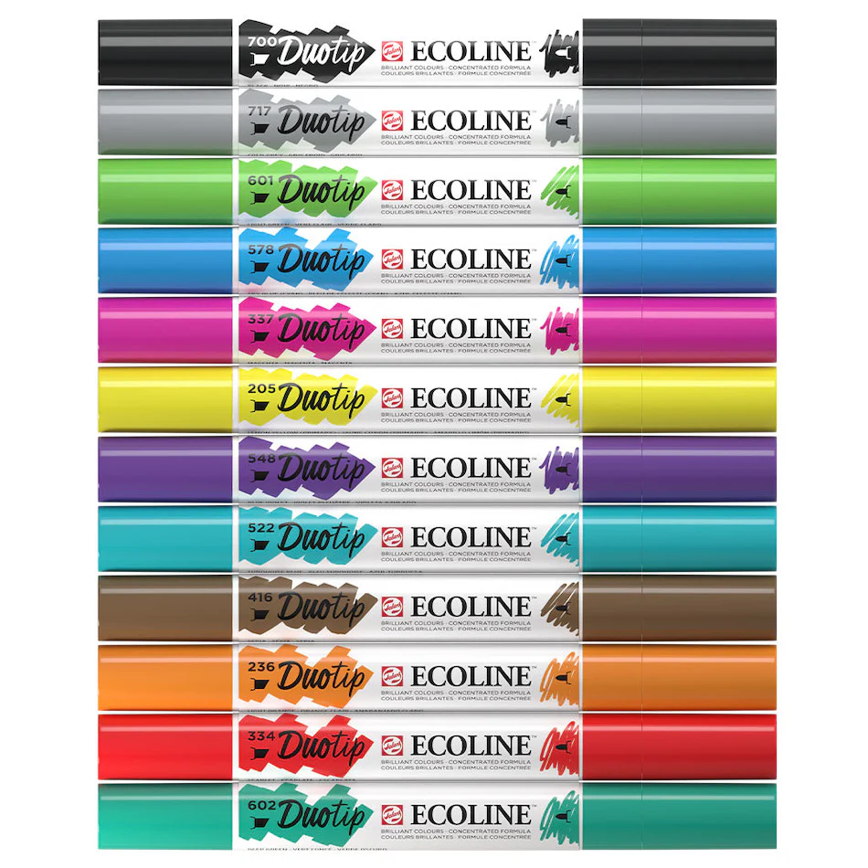Royal Talens Ecoline Duo Tip Pen Set of 12 Basic