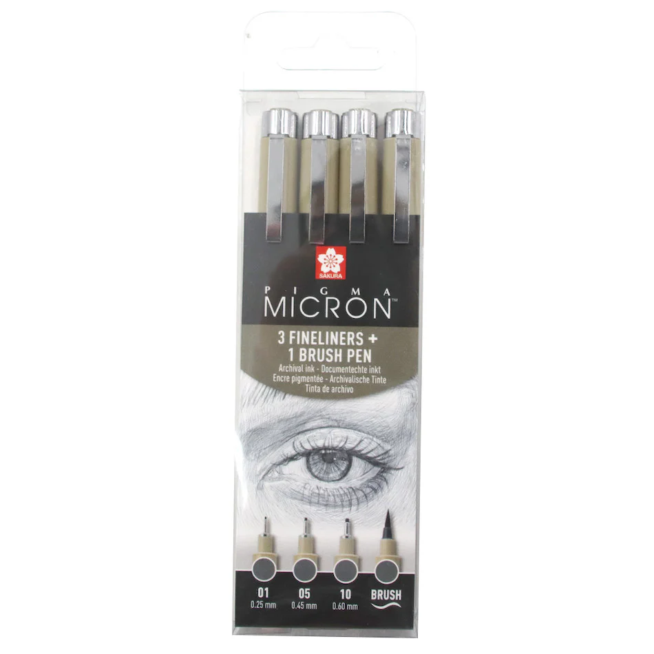 Sakura Pigma Micron Drawing Pen Set of 4 Cool Grey