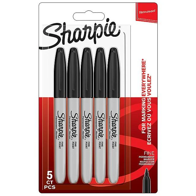 Sharpie Permanent Marker Fine Black Set of 5