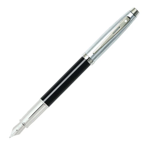 Sheaffer 100 Fountain Pen Black and Brushed Chrome