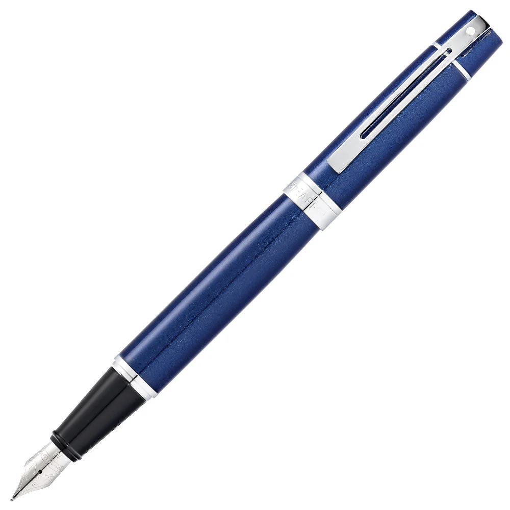 Sheaffer 300 Fountain Pen Glossy Blue with Chrome Trim