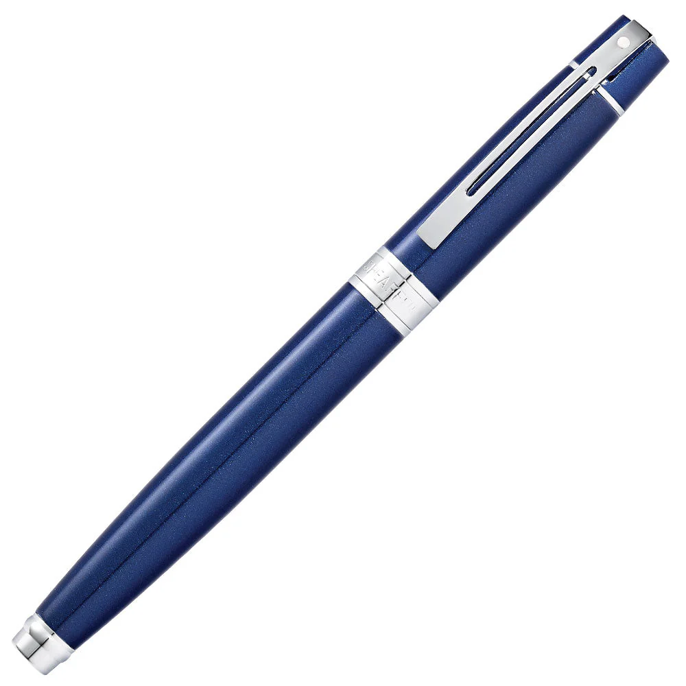 Sheaffer 300 Fountain Pen Glossy Blue with Chrome Trim - Image 2