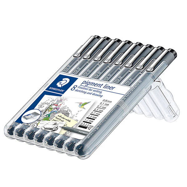 Staedtler 308 Pigment Liner Assorted Deskset of 8 - Image 2