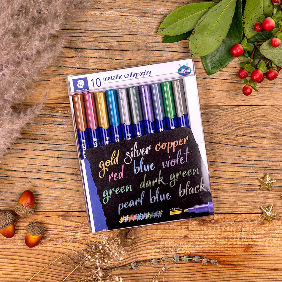 Staedtler Metallic Calligraphy Pen Wallet of 10 - Image 2