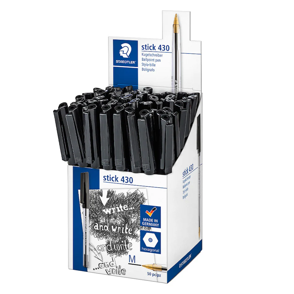 Staedtler Stick 430 Ballpoint Pen Medium Set of 50 Black