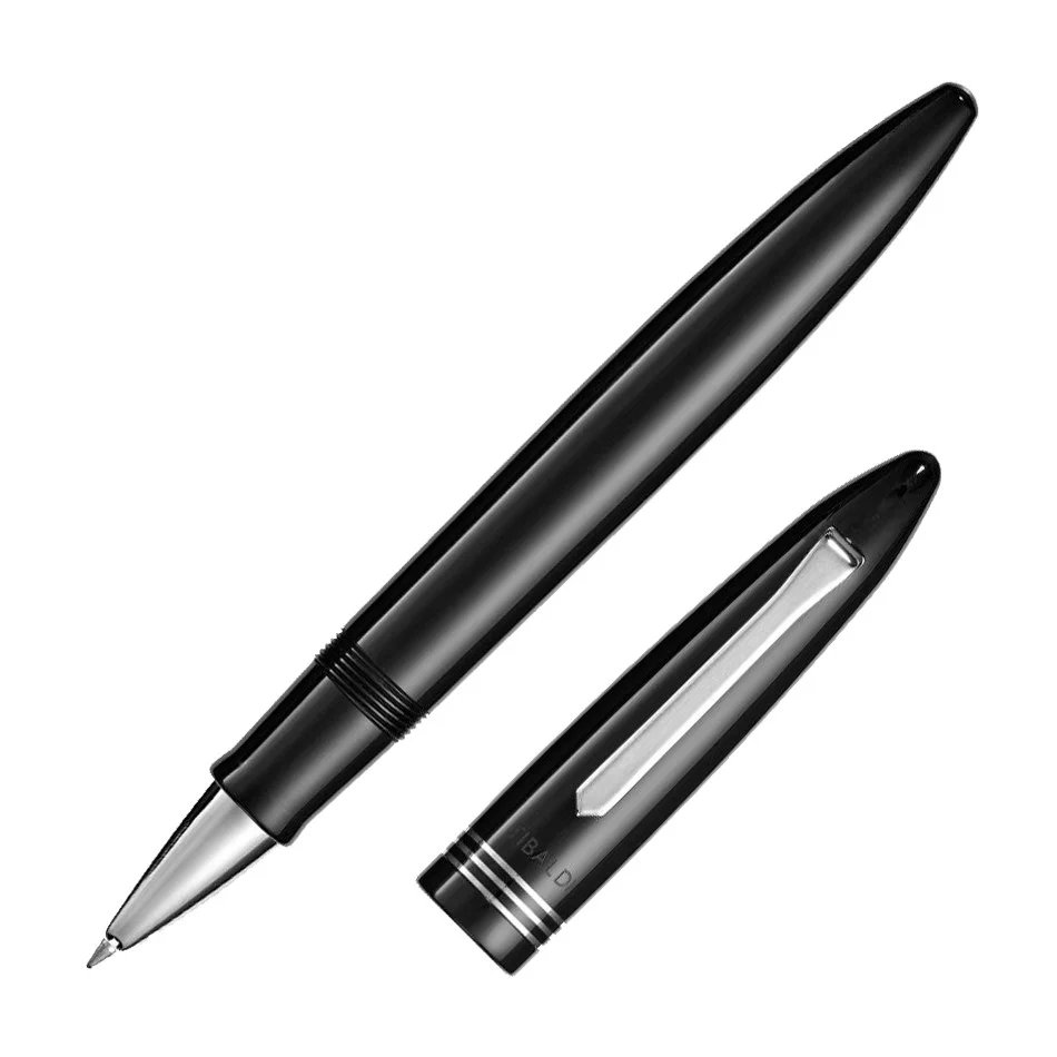 Tibaldi Bononia Rollerball Pen Rich Black with Palladium Trim