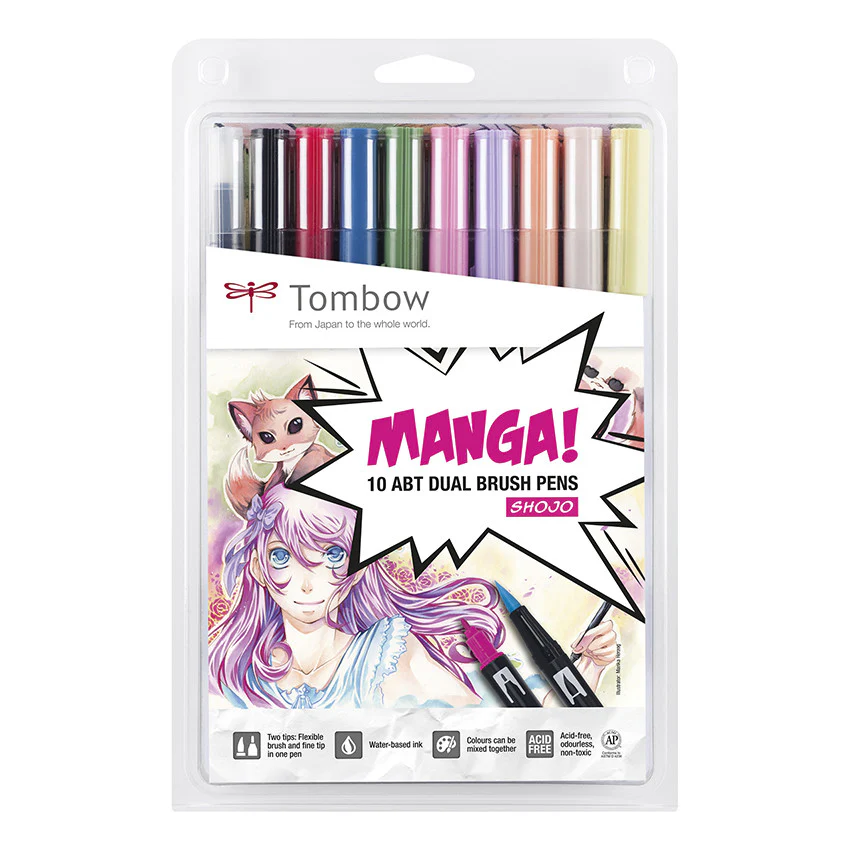 Tombow ABT Dual Brush Pen Manga Shojo Set of 10