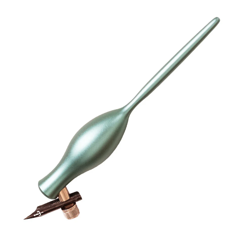 Tom's Studio Flourish Carrot Oblique Nib Holder Seaglass