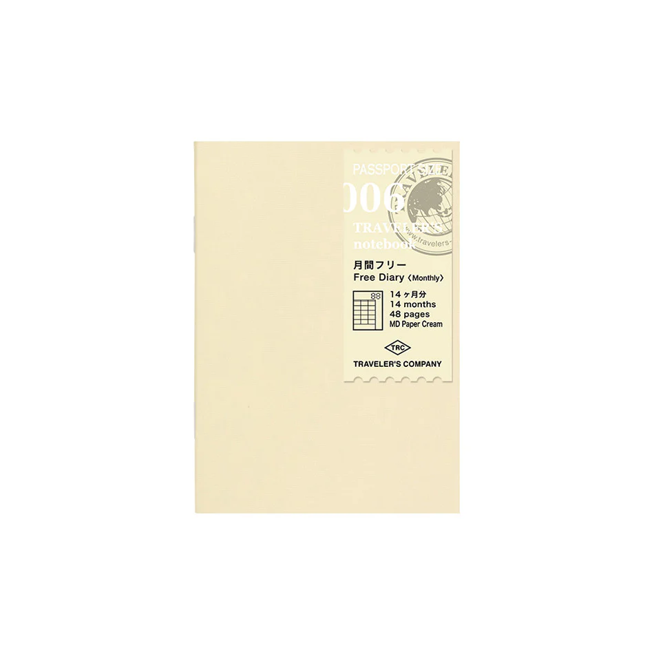 TRAVELER'S COMPANY Notebook Refill Perpetual Diary Passport Size Monthly