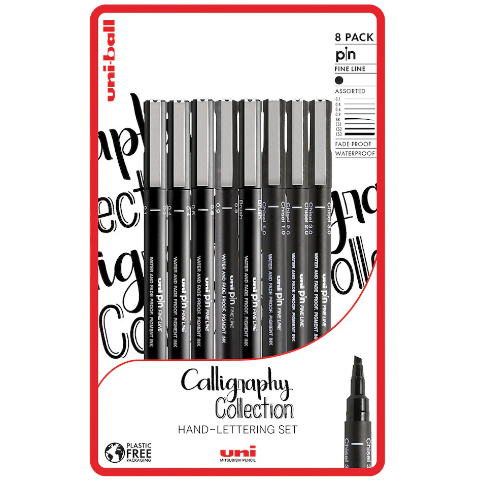 Uni-ball PIN Drawing Pen Calligraphy Set of 8