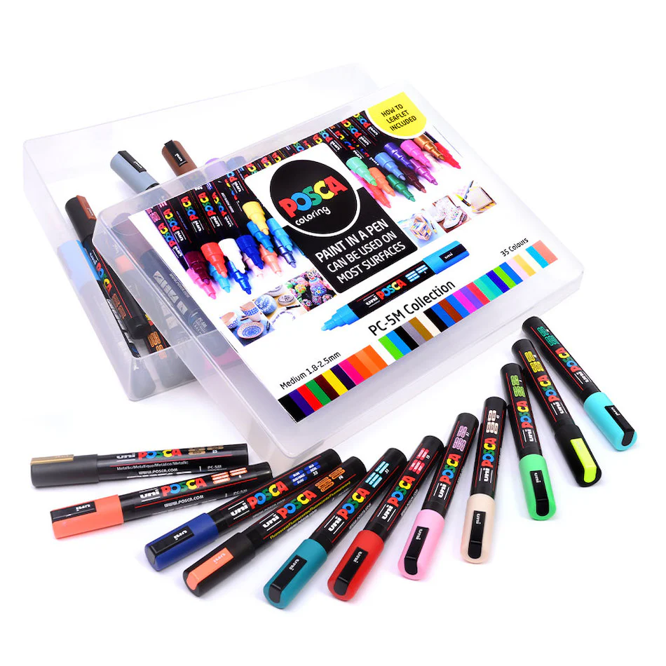 Uni POSCA Marker Pen PC-5M Medium Collection Box of 39 Assorted