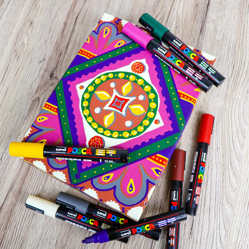 Uni POSCA Marker Pen PC-5M Medium Set of 8 Deep Colours - Image 3