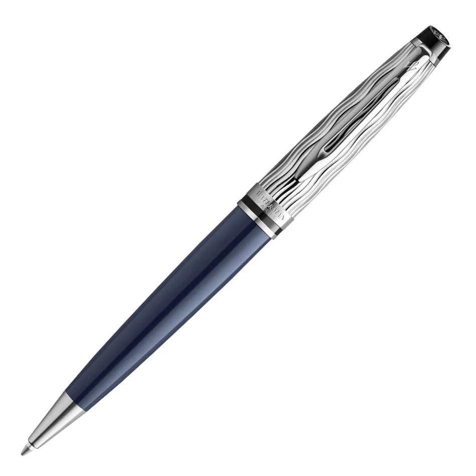Waterman Expert Deluxe Ballpoint Pen Special Edition Blue with Chrome Trim