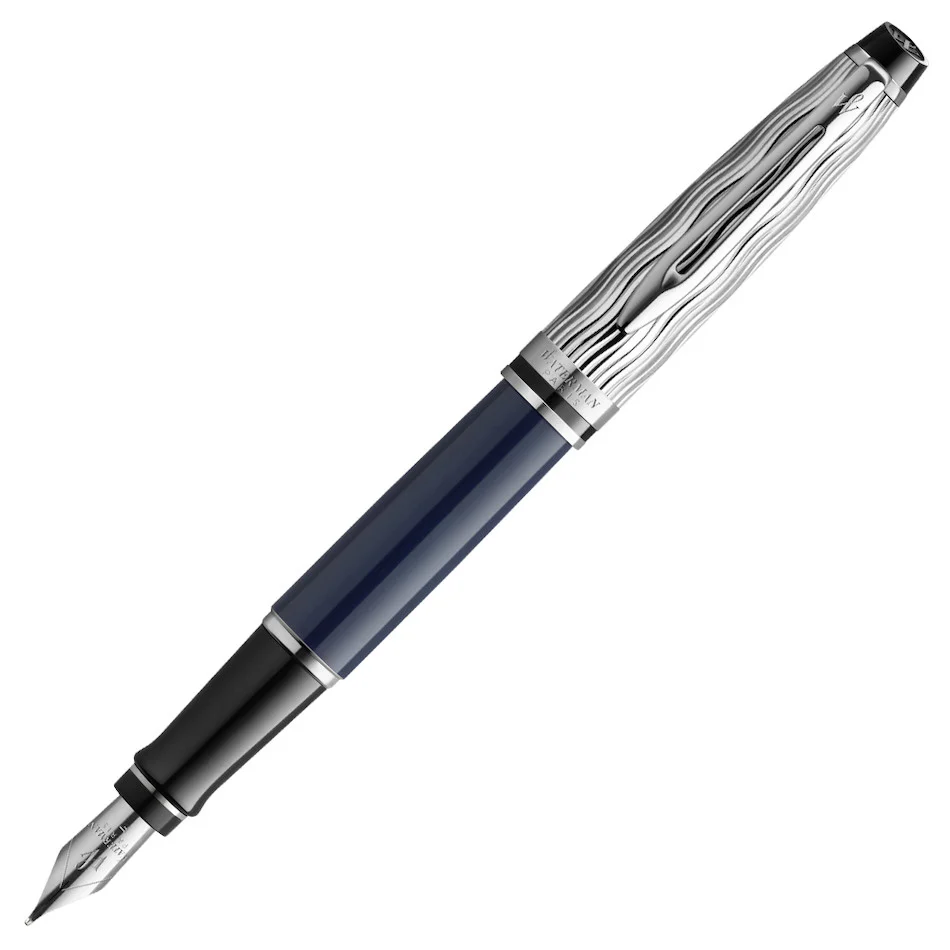 Waterman Expert Deluxe Fountain Pen Special Edition Blue with Chrome Trim