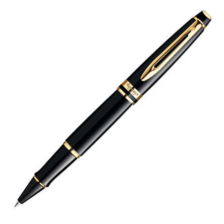 Waterman Expert Rollerball Pen Black with Gold Trim