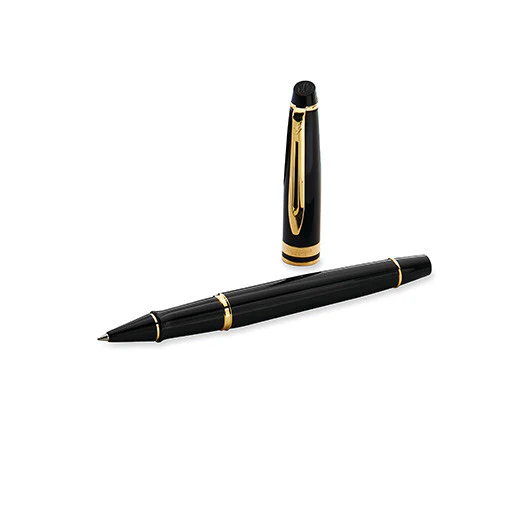 Waterman Expert Rollerball Pen Black with Gold Trim - Image 2
