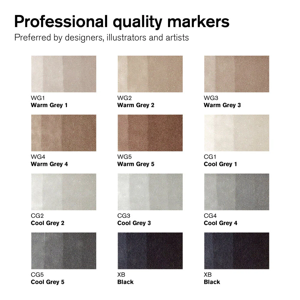 Winsor & Newton Promarker Brush Set of 12 Neutral Tones - Image 2