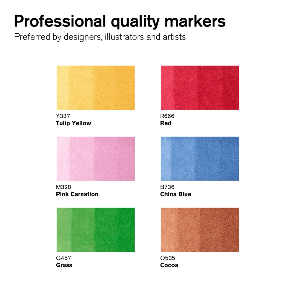 Winsor & Newton Promarker Brush Set of 6 Mid Tones - Image 2