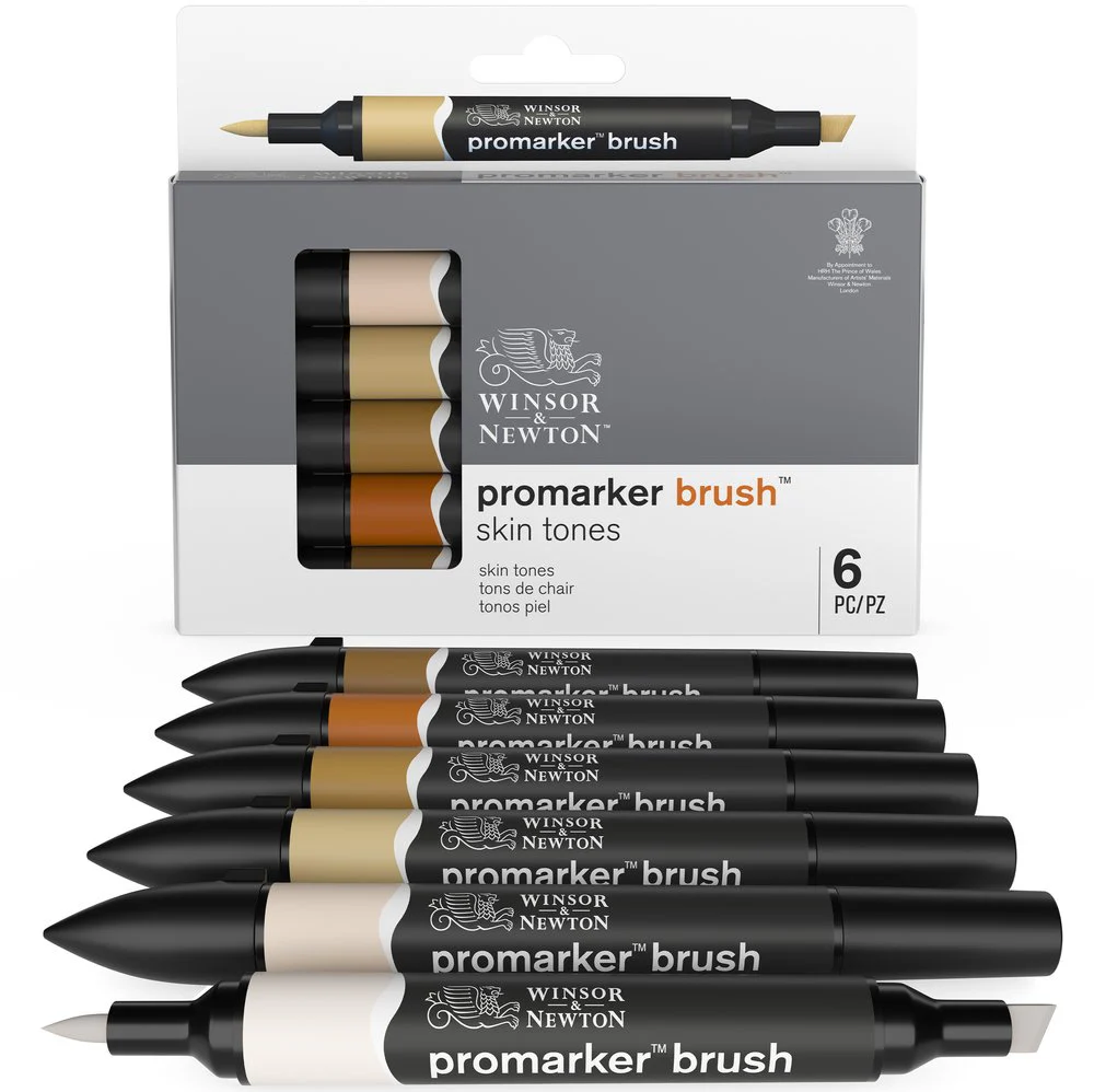 Winsor & Newton Promarker Brush Set of 6 Skin Tones - Image 3