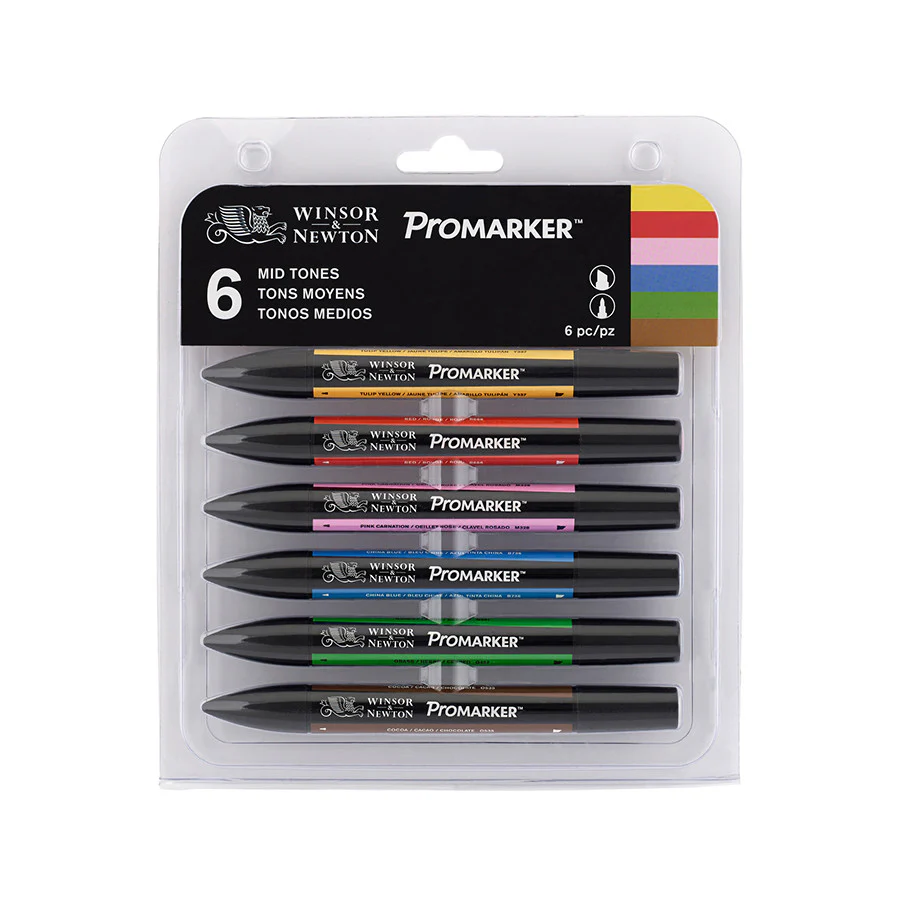 Winsor & Newton ProMarkers Set of 6 Mid Tones