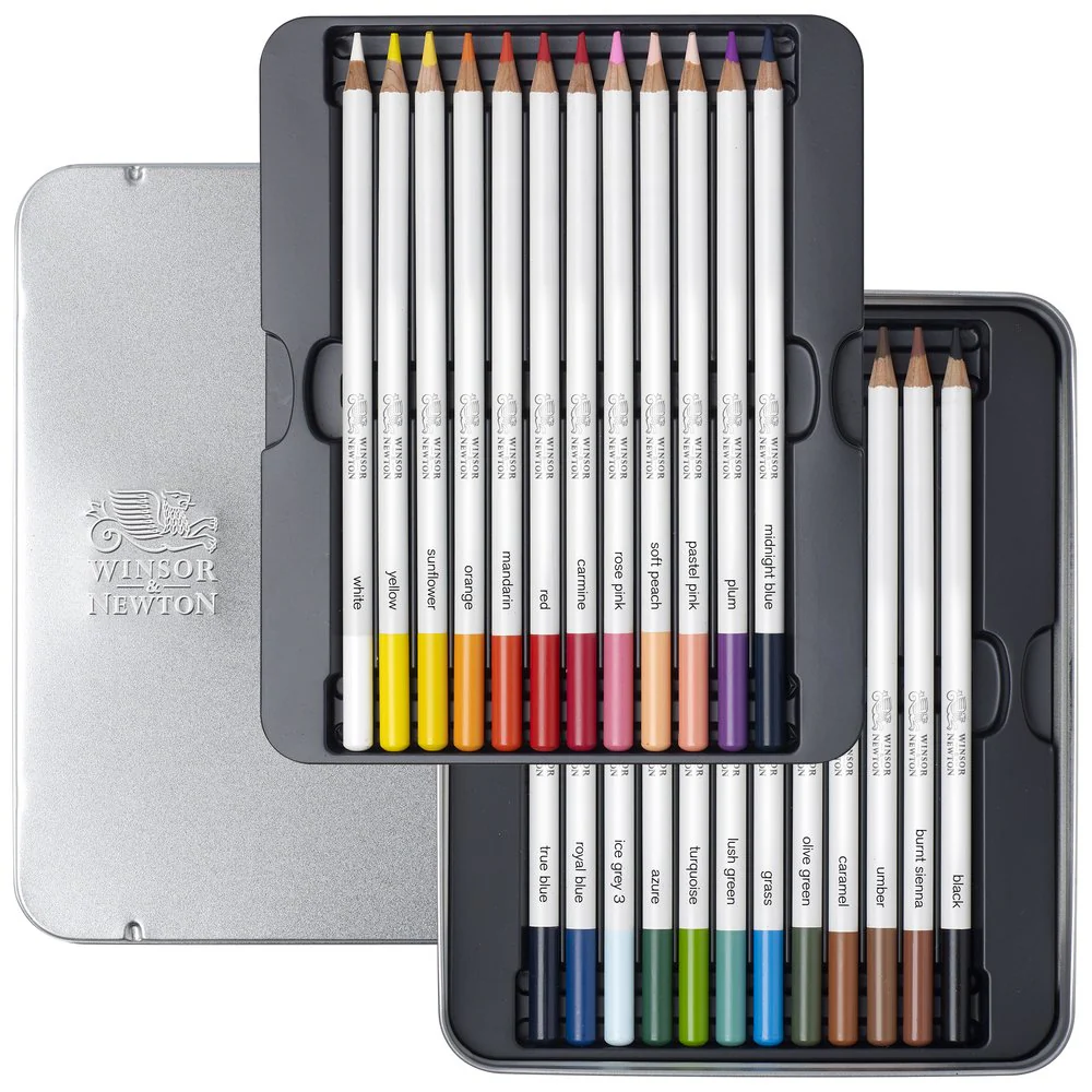 Winsor & Newton Studio Collection Watercolour Pencils Assorted Tin of 24 - Image 3