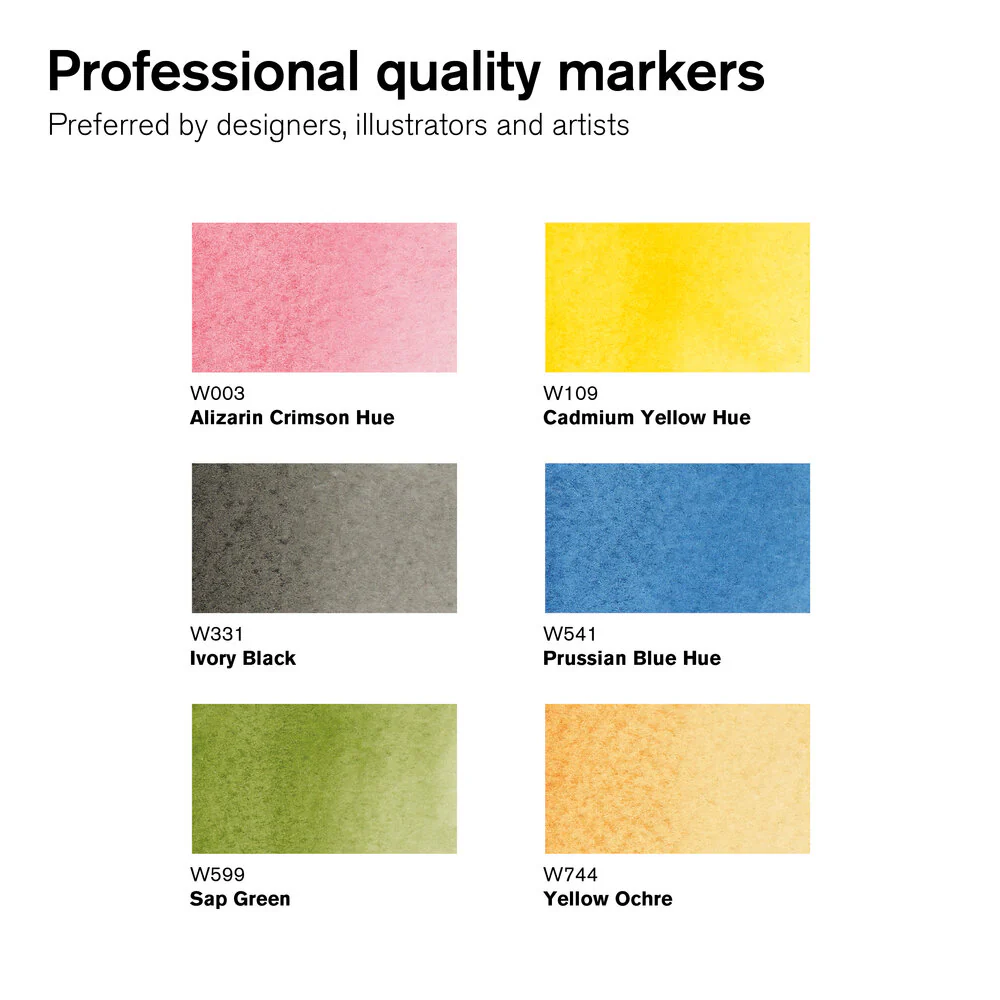 Winsor & Newton Watercolour Markers Set of 6 Basic - Image 2