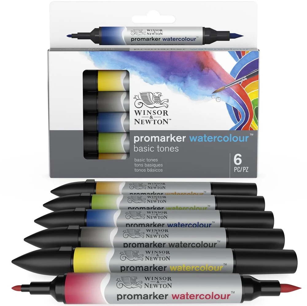 Winsor & Newton Watercolour Markers Set of 6 Basic - Image 3