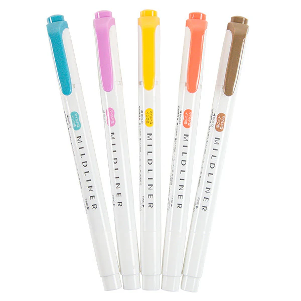 Zebra Mildliner Twin Tip Pastel Highlighter Set of 5 - Image 3