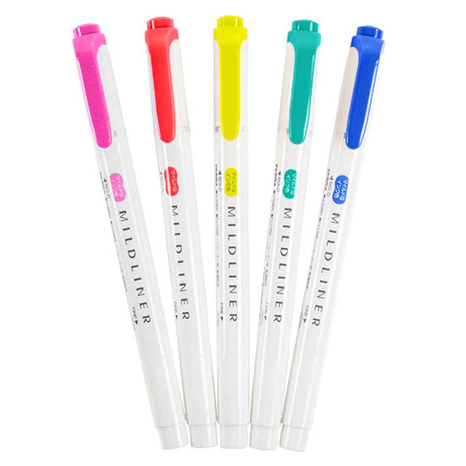 Zebra Mildliner Twin Tip Pastel Highlighter Set of 5 - Image 5
